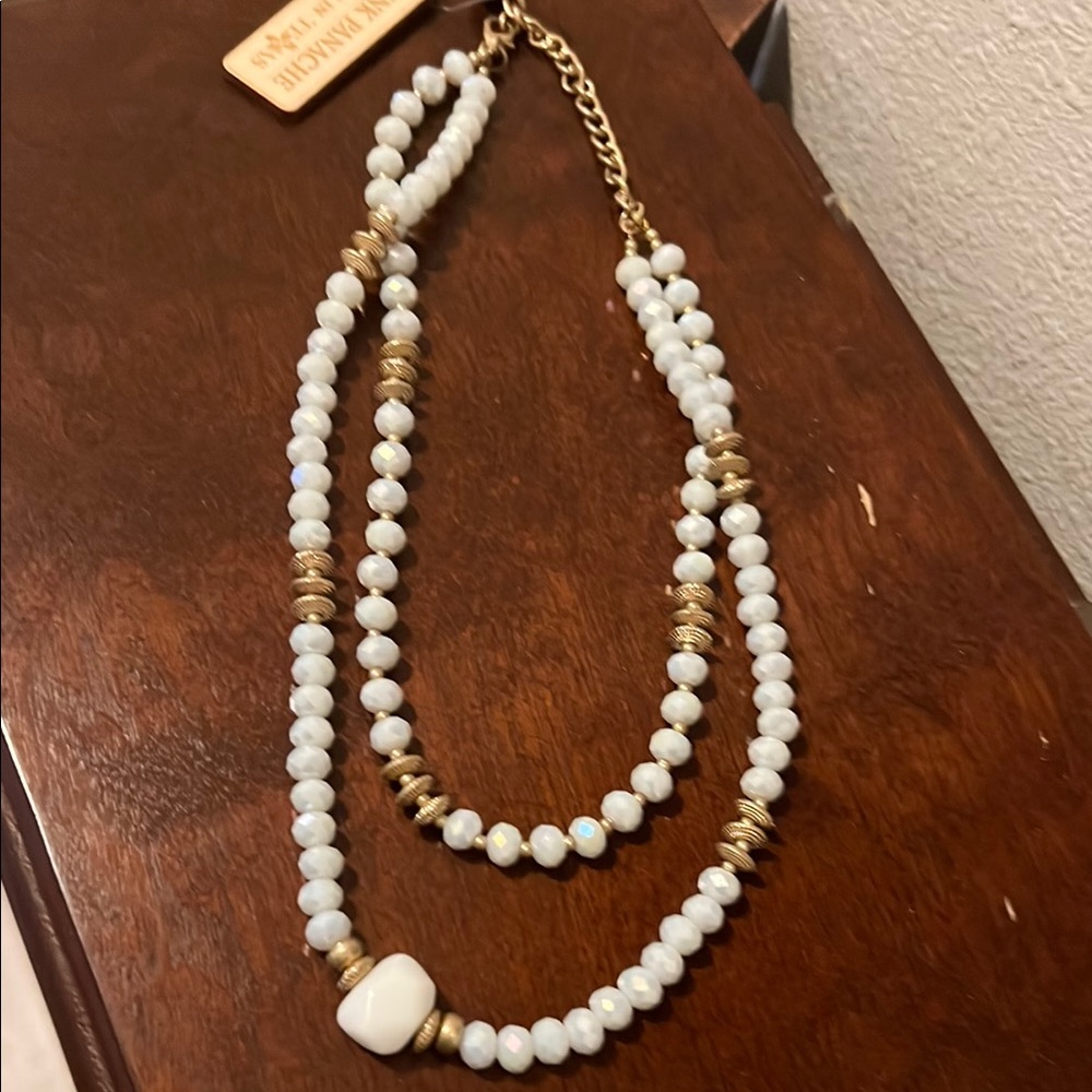 Panache White and Gold Layered Pearl Necklace